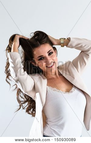 Beautiful Woman With Long Dark Hair