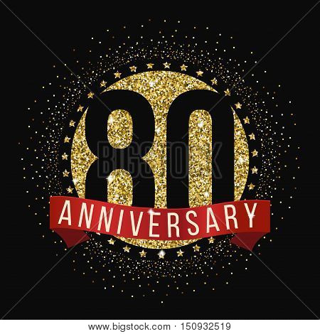 Eighty years anniversary celebration logotype. 80th anniversary logo.