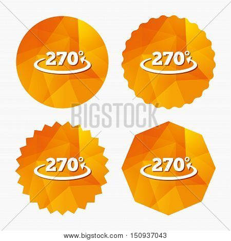 Angle 270 degrees sign icon. Geometry math symbol. Triangular low poly buttons with flat icon. Vector