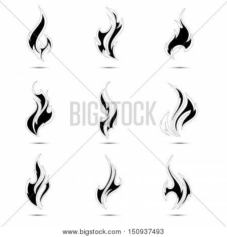 Fire flames. Collage. Abstract element for design.
