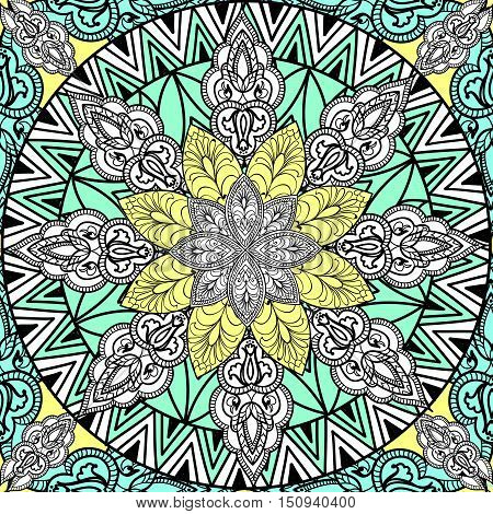 Abstact flower seamless pattern Floral orienal geometric line texture Stylish abstract ornamental background