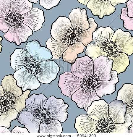 Floral seamless pattern. Flower background. Floral tile ornamental texture with flowers. Spring flourish garden