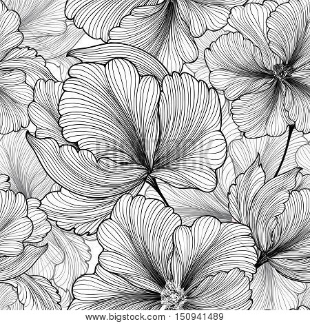 Floral seamless pattern. Flower background. Floral tile ornamental texture with flowers. Spring flourish garden