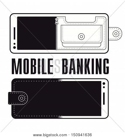 Mobile Banking Phone money Logo Design. Vector illustration