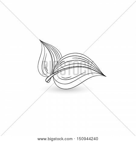 Monochrome isolated black leaf. Element for design. Vector illustration.