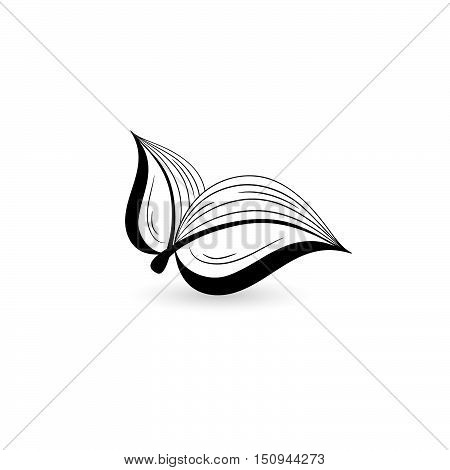 Isolated black leaf. Element for design. Vector illustration.