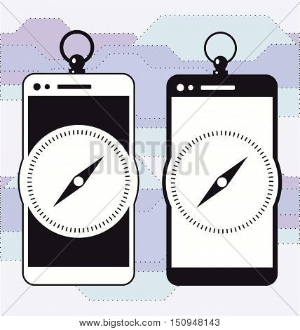 Smartphone cellphone navigation Compass vector icon template