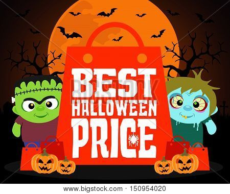Best Halloween price design background.Vector illustration card