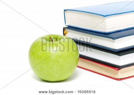 books and an apple