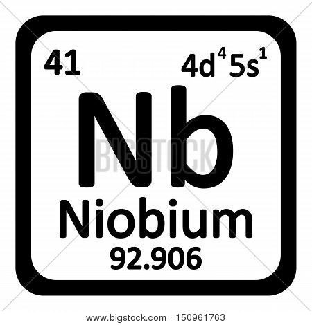 Periodic table element niobium icon on white background. Vector illustration.