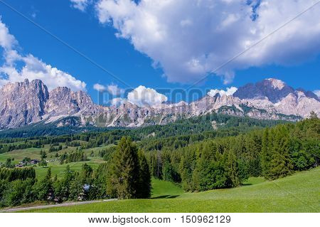 Cortina d'Ampezzo Italian Dolomites in North Italy Province of Belluno Veneto. Dolomites Summer Landscape
