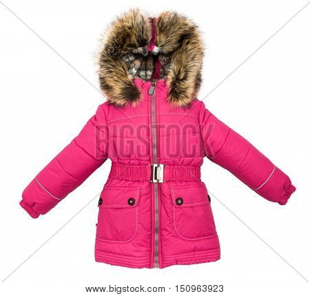Women winter jacket isolated on white background.