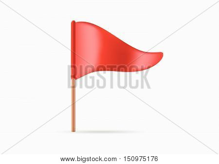 Red Triangular Waving Flag Icon Or Logo In Vector.