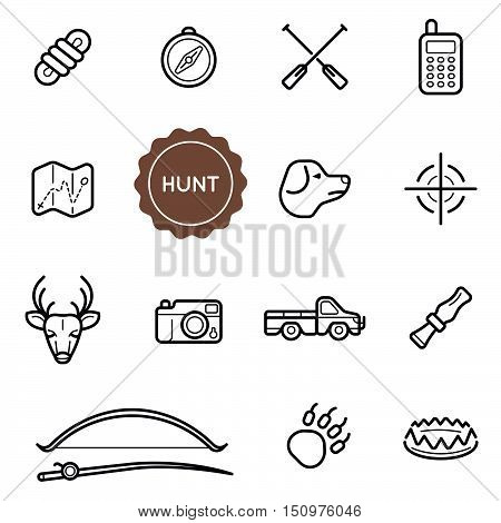 Set Of Outdoor Hunting Vector Illustration Elements Can Be Used As Logo Or Icon In Premium Quality