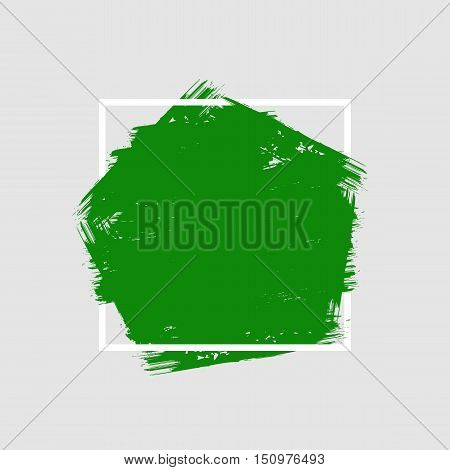 Abstract grunge hand painted colorful brush stroke shapes. Isolated dry watercolor drawn placeholder on light background.