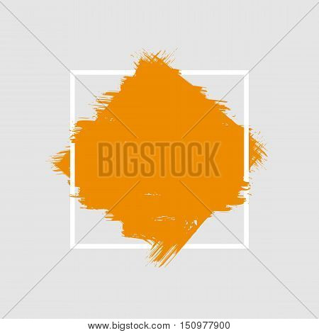 Abstract grunge hand painted colorful brush stroke shapes. Isolated dry watercolor drawn placeholder on light background.