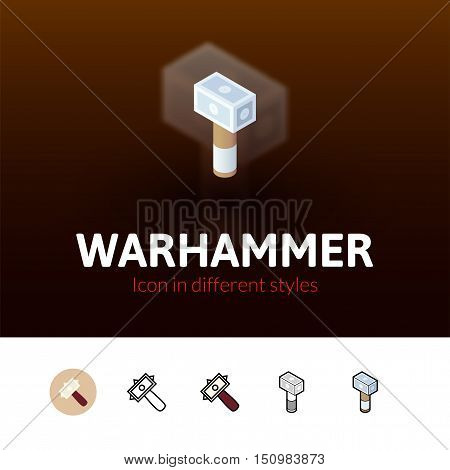 Warhammer color icon, vector symbol in flat, outline and isometric style isolated on blur background