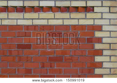 Red brick wall background. Brick old house wall.