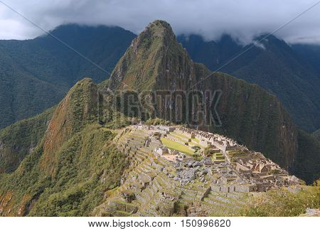 Machu Picchu ruins in Peru. UNESCO World Heritage Site from 1983