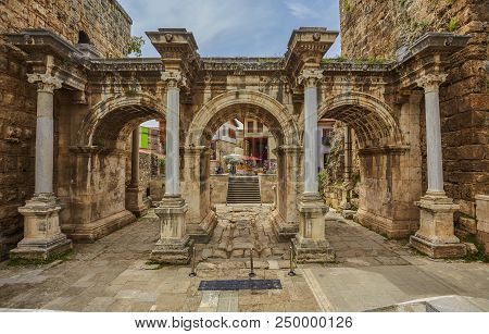 View Of Hadrian's Gate In Old City Of Antalya