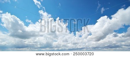 Deep blue sky and clouds. Nature airscape.