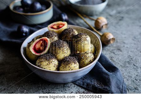 Sweet Plum Dumplings With Poppy Seeds