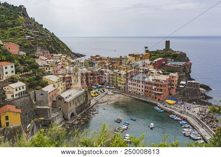 Vernazza City. Rocky Seashore. Cinca Terre. Italy