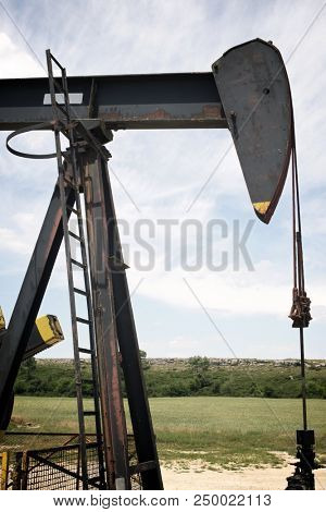 Oil well in Ayoluengo de la Lora, Burgo Province, Castilla Leon, Spain.