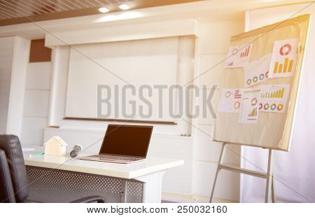Empty Laptop For Business In The Meeting Room