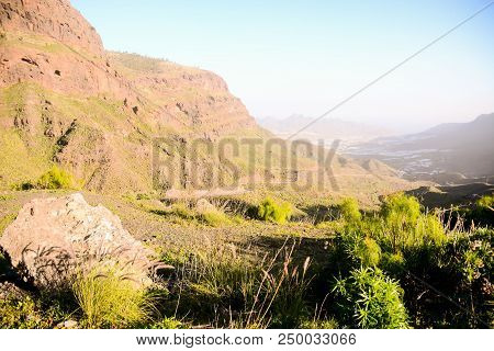 Spanish View Landscape In Gran Canaria Tropical Volcanic Canary Islands Spain