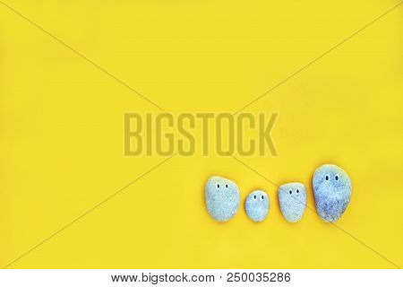Template With Copy Space By Top View Closeup Macro Photo Of Four Sea Stones (family)