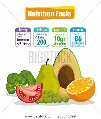 Healthy Food With Nutritional Facts Vector Illustration Design