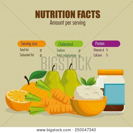 Healthy Food With Nutritional Facts Vector Illustration Design