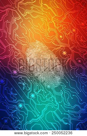 Fingerprint Integrated In A Printed Circuit, Releasing Binary Codes. Fingerprint Scanning Identifica