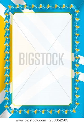 Frame And Border Of Ribbon With Tuva Flag, Template Elements For Your Certificate And Diploma. Vecto