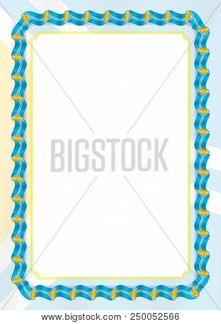 Frame And Border Of Ribbon With Tuva Flag, Template Elements For Your Certificate And Diploma. Vecto