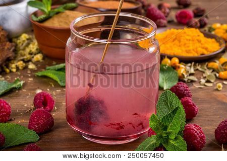 Raspberry Extract Stir In The Water Shot Close-up