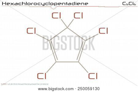 Large And Detailed Infographic Of The Molecule Of Hexachlorocyclopentadiene