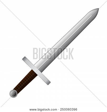 Sword Icon Isolated On White Background With Leather Handle. Vector Illustration.
