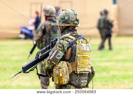 German Soldier With A Rifle On A Training Course