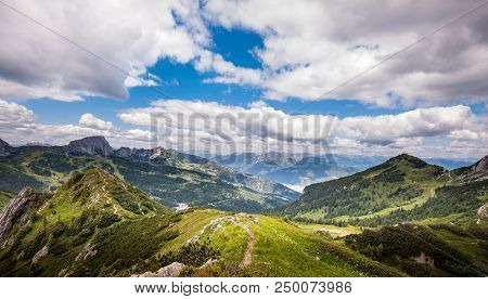 Mountain Panorama. Julianalps In Italy.