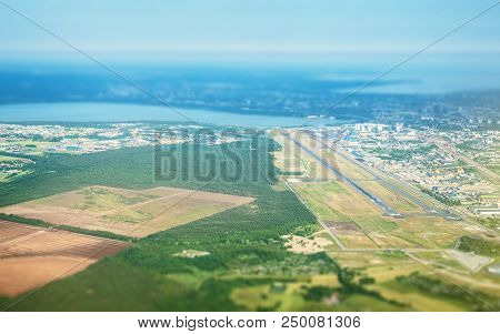 View From The Plane To Lake Ulemiste, Airport And Peetri Village.