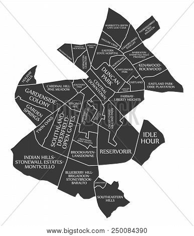 Lexington-fayette Kentucky City Map Usa Labelled Black Illustration