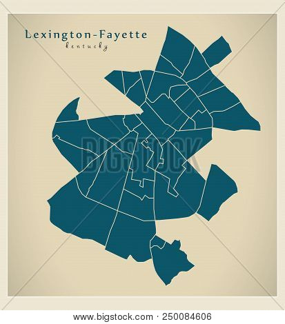 Modern City Map - Lexington-fayette Kentucky City Of The Usa With Neighborhoods