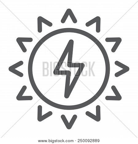 Solar Energy Line Icon, Ecology And Energy, Green Energy Sign, Vector Graphics, A Linear Pattern On 