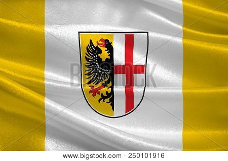 Flag Of Memmingen Is A Town In Swabia, Bavaria, Germany. 3d Illustration