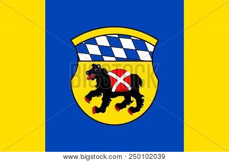 Flag Of Freising Is A Town In Upper Bavaria Of Germany. 3d Illustration