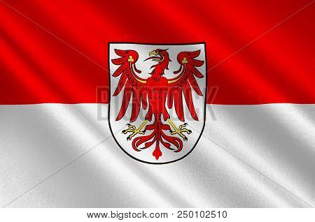 Flag Of Brandenburg Is State Of Germany. 3d Illustration