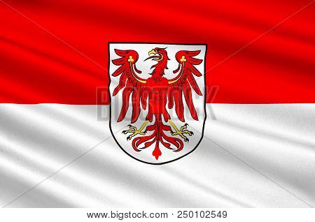 Flag Of Brandenburg Is State Of Germany. 3d Illustration