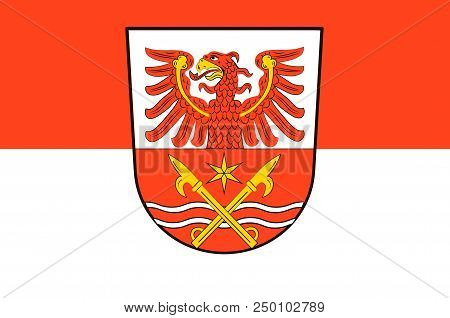 Flag Of Markisch-oderland Is A District In Brandenburg, Germany. 3d Illustration